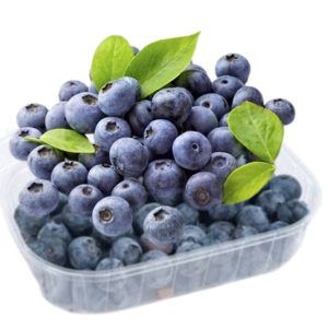 Tarrina de arándanos frescos de color azul oscuro con su característica cera natural (pruina), seleccionados por su firmeza en Alimentación María José.