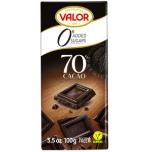 Chocolate Valor 70% negro sin azucar 100 gramos