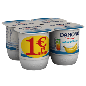 Danone sabor platano paquete de 4 unidades