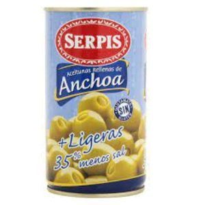 Aceitunas rellenas de anchoas ligeras Serpis