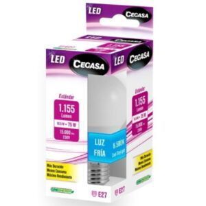 Bombilla LED Cegasa E27 10,5W de 1.155 lúmenes luz fría.
