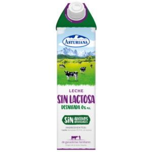 Brik de Leche Sin Lactosa Desnatada 0% materia grasa Central Lechera Asturiana 1L.