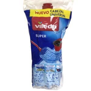Recambio Fregona Super Vileda con cabezal ovalado y microfibras para limpieza profunda.