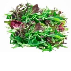Bolsa de ensalada mezclum con 10 variedades de hojas frescas y brotes tiernos de Alimentación María José.