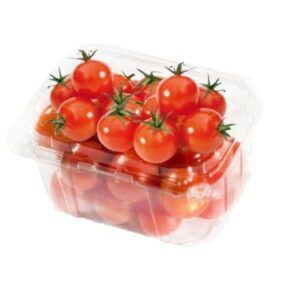 Tomates cherry redondos frescos de color rojo intenso y piel brillante en Alimentación María José.